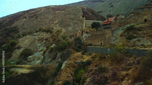 Aerial View of David Gareja Monastery Complex in Eastern Georgia