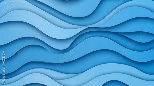 Abstract blue wavy paper cut background pattern, perfect for modern designs and graphic projects.