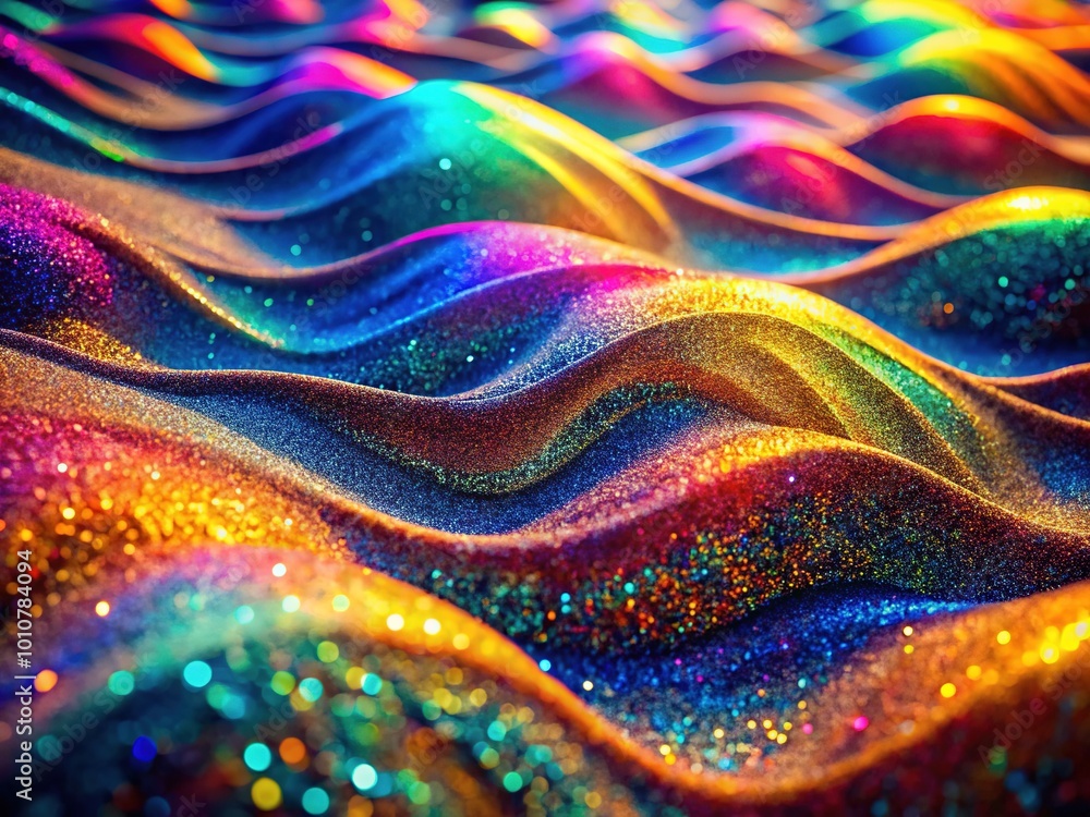 Φωτογραφία Vibrant patterns and colors of holographic sand waves create a mesmerizing spectacle, inviting viewers to immerse themselves in an enchanting visual world full of wonder