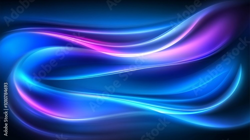 Abstract background with neon blue and pink light waves