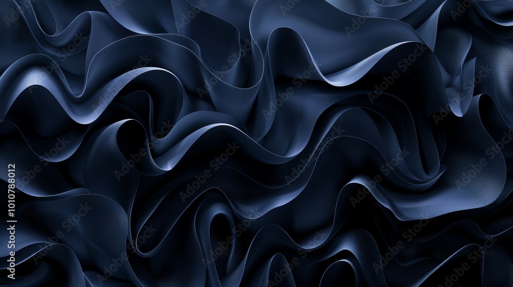 Fototapeta premium Abstract dark blue 3D waves texture. Abstract liquid background. 3D rendered illustration.