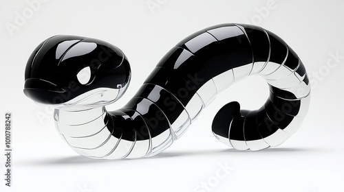 Abstract Black and White Worm Sculpture photo