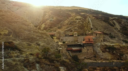 Aerial View of David Gareja Monastery Complex Under Beautiful Sunshine