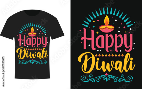 Print ready diwali special t shirt design