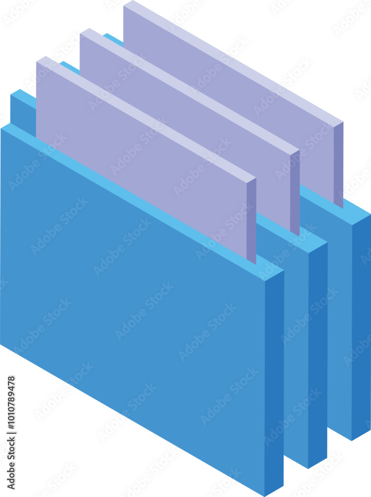 Fotografie Three blue archive folders storing important documents in an isometric view
