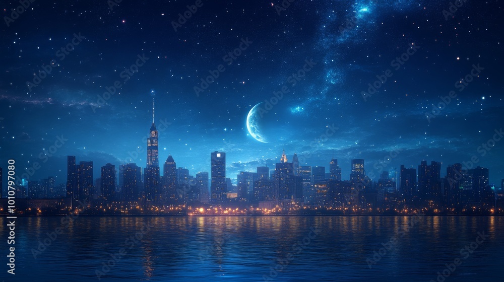 Futuristic City Skyline at Night Futuristic City Skyline at Night