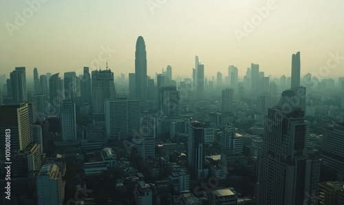 Bangkok skyline with skyscrapers of the business district