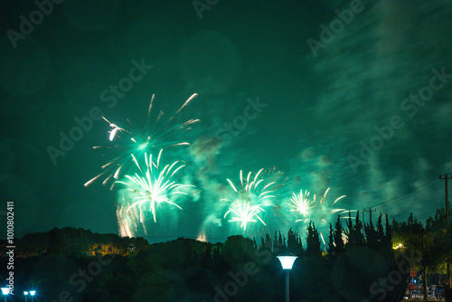 Jinshan City Beach, Shanghai - Fireworks blooming at night photo