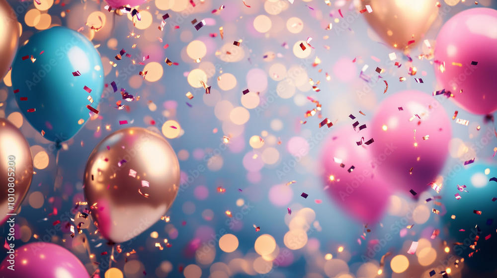 Party Background with lights, confetti, balloons and serpentine
Party Background with lights, confetti, balloons and serpentine