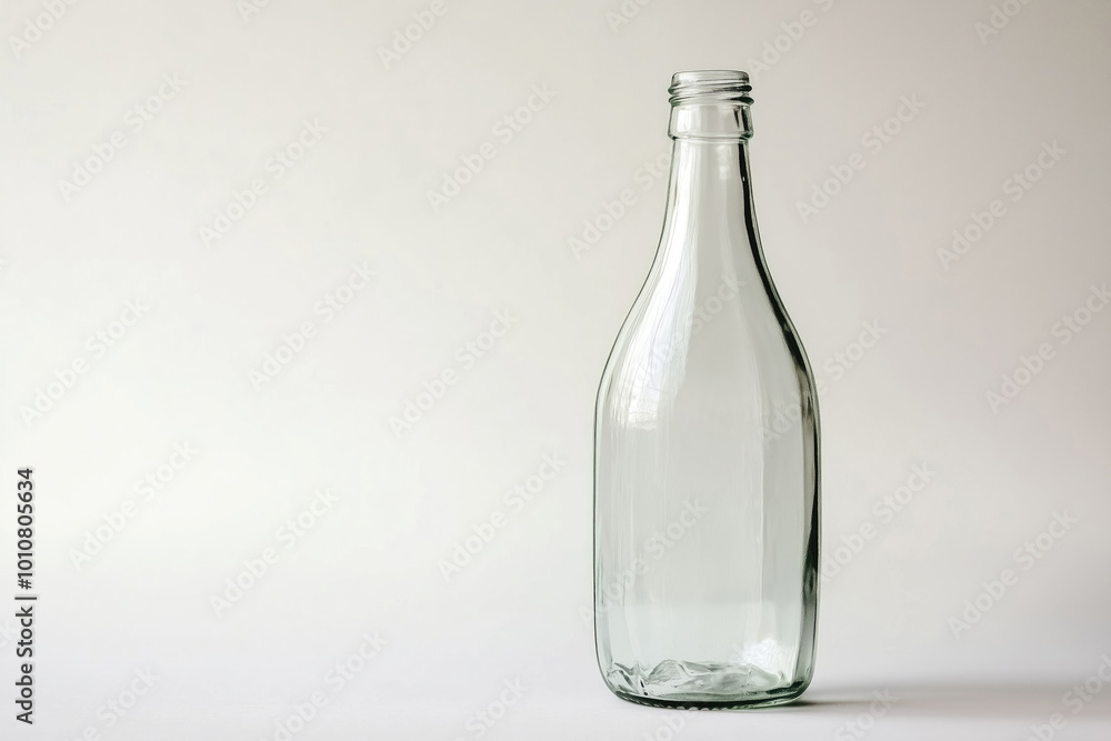Empty glass water bottle on white background. Empty glass water bottle on white background.