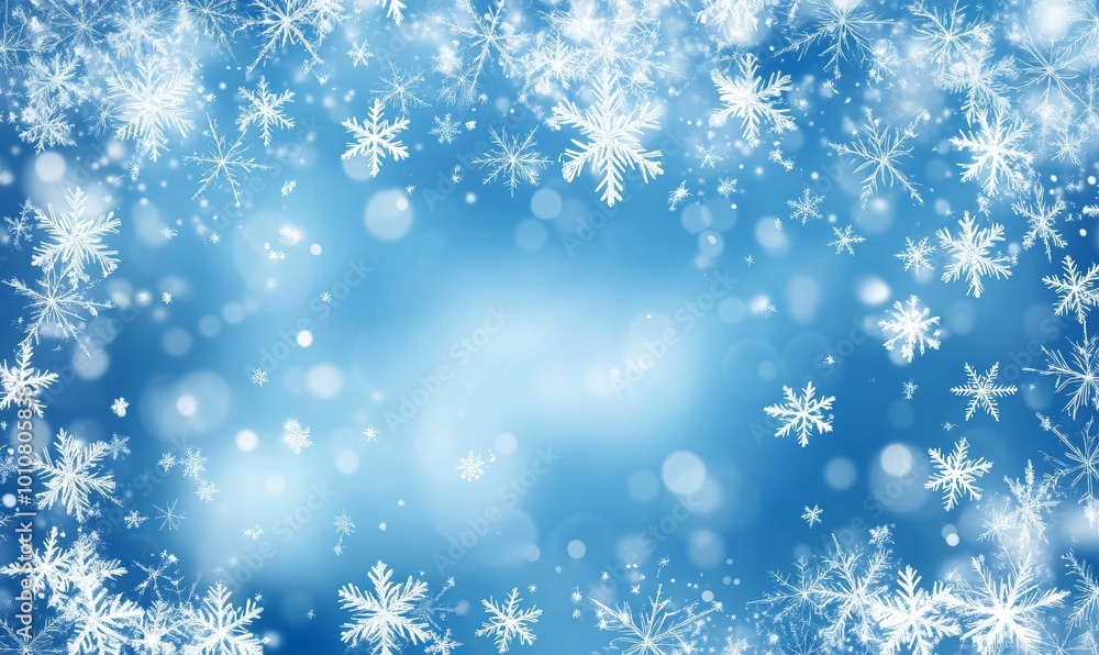 A blue background with snowflakes falling on it A blue background with snowflakes falling on it