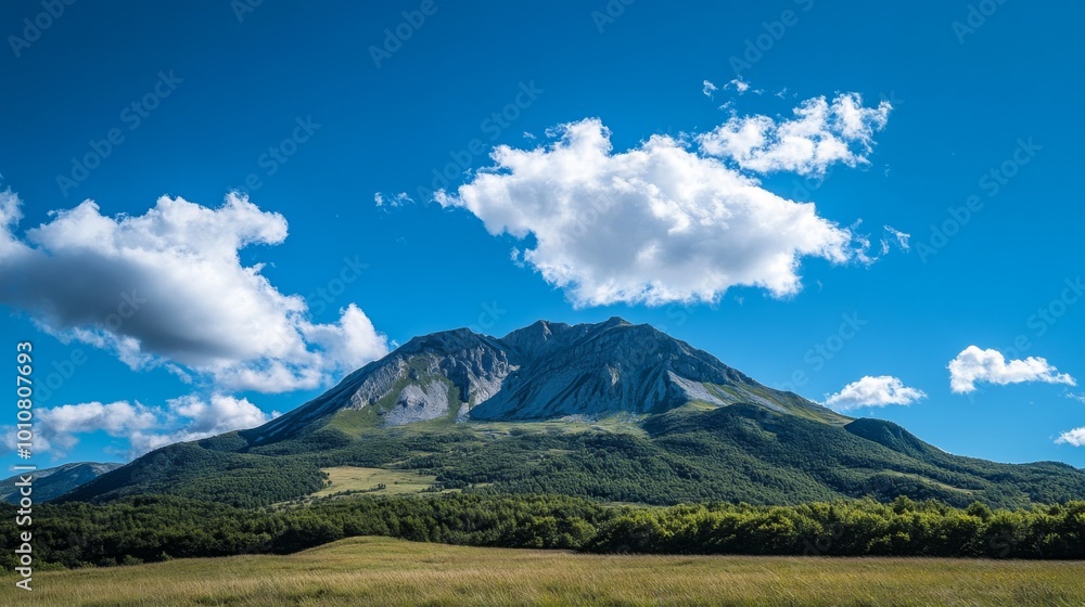Majestic Mountain with Clear Blue Sky Majestic Mountain with Clear Blue Sky