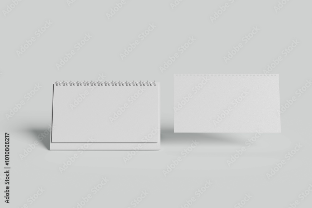 Blank desk top calendar, blank desktop flip-top calendar, mock up template for corporate design, 3d render Blank desk top calendar, blank desktop flip-top calendar, mock up template for corporate design, 3d render