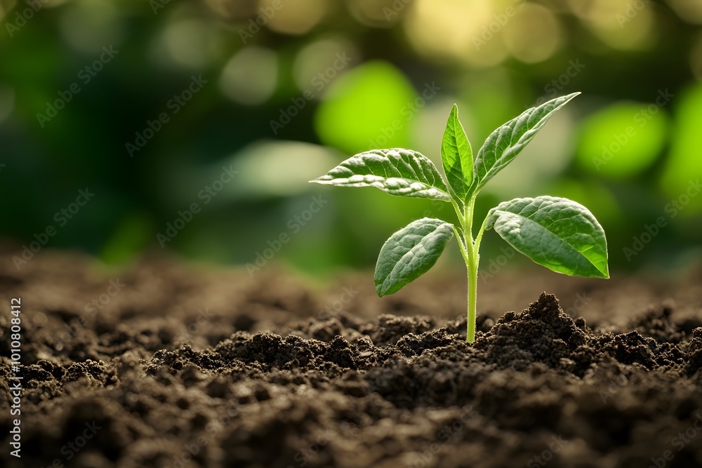 Green Seedling in Soil. Generative AI. Green Seedling in Soil. Generative AI.