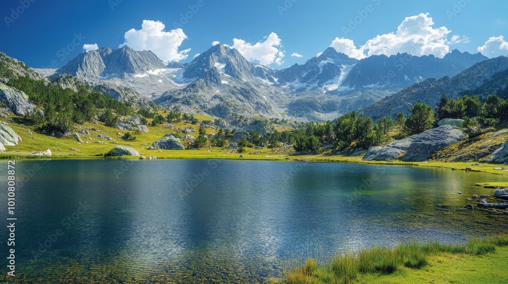 Fototapeta premium Serene Mountain Lake Landscape