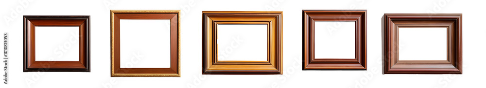 Set of decorative classic wooden picture frames isolated on transparent background. Set of decorative classic wooden picture frames isolated on transparent background.