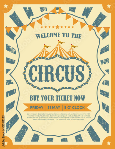 Vintage Circus Poster invitation for arts festival and events