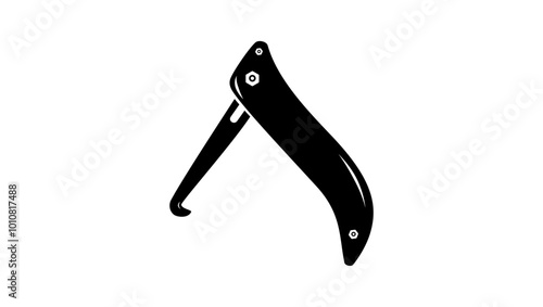 Stitching Hook Cutter Tile, black isolated silhouette