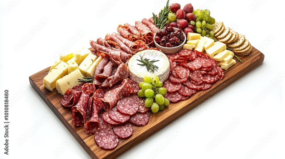 A beautifully arranged charcuterie board featuring assorted meats, cheeses, fruits, and crackers, perfect for gatherings and entertaining. A beautifully arranged charcuterie board featuring assorted meats, cheeses, fruits, and crackers, perfect for gatherings and entertaining.