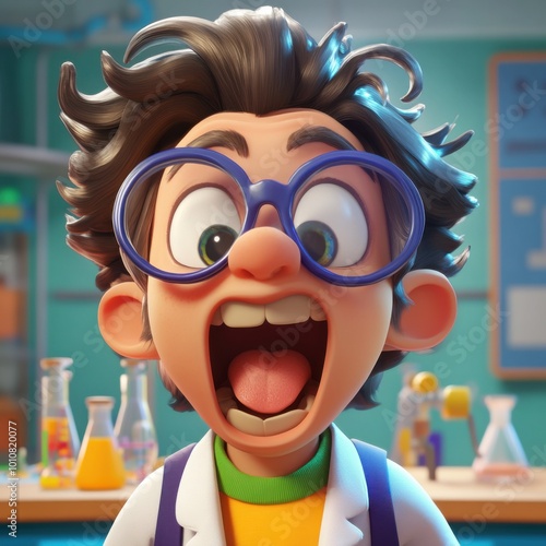 Scientist's Curious Expression: Cartoon in Unreal Engine