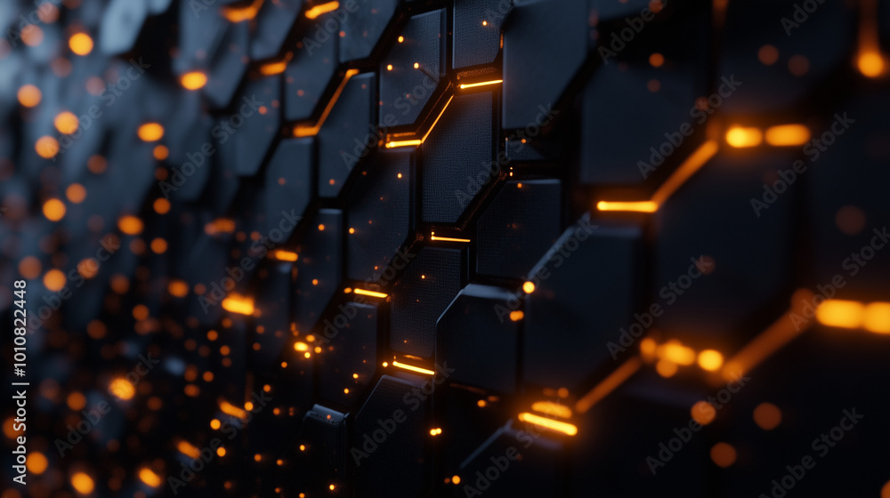 Abstract background hexagon pattern with glowing lights - Generative Ai
Abstract background hexagon pattern with glowing lights - Generative Ai
