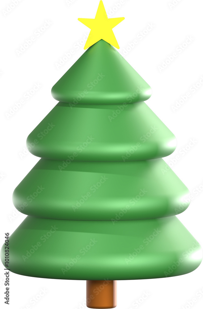 3D render Green christmas tree with Star. 3D render Green christmas tree with Star.
