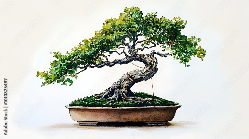 Watercolor Painting of a Bonsai Tree. Watercolor Painting of a Bonsai Tree.