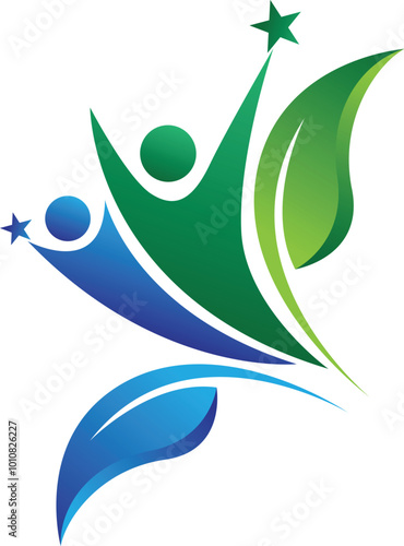 Illustration art of a Leaf couple logo with isolated background