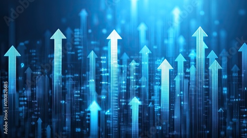 Digital Graph with Rising Arrows and Data Interface
