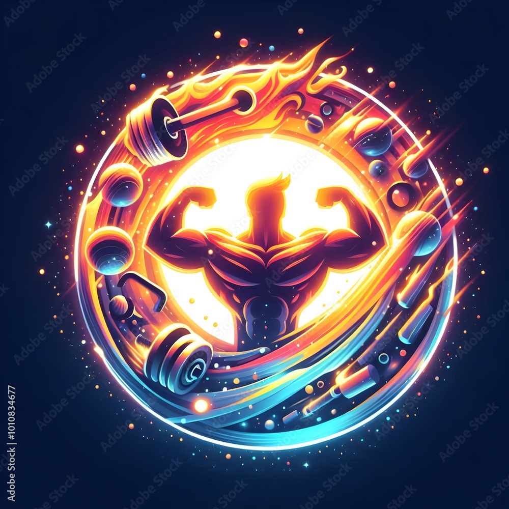 Illustration of an Epic Logo Isolated on White for Sport Gym - Fitness and Workout Emblem Design Illustration of an Epic Logo Isolated on White for Sport Gym - Fitness and Workout Emblem Design