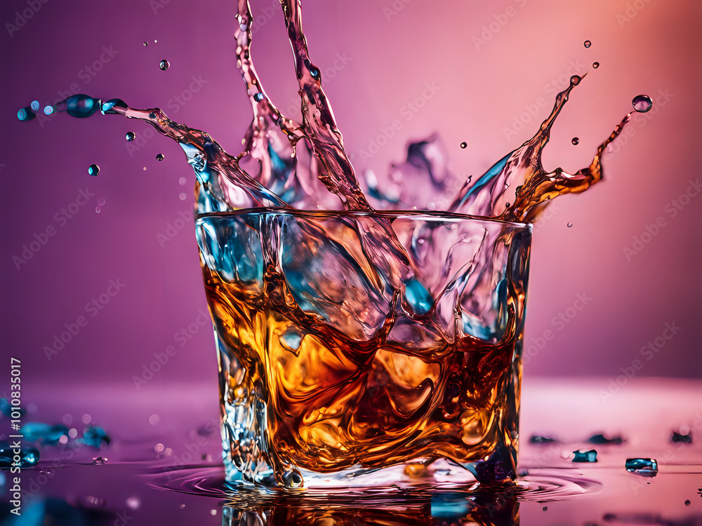 Fotografie Whiskey ins Glas gegossen