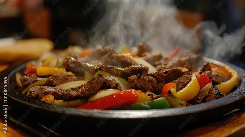 Sizzling Beef Fajitas with Colorful Peppers and Onions Sizzling Beef Fajitas with Colorful Peppers and Onions
