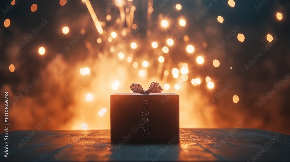 Glowing Gift Box with Festive Sparkles and Lights Glowing Gift Box with Festive Sparkles and Lights