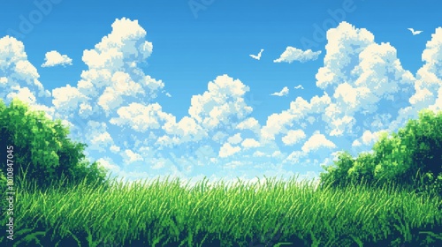 Serene Pixel Art Landscape photo