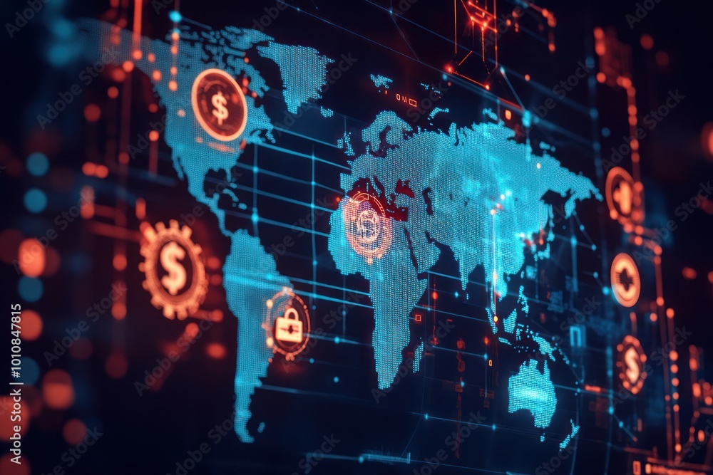 Obraz premium Global Network and Digital Security