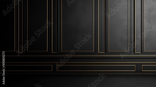 Elegant Black Interior with Gold Trim