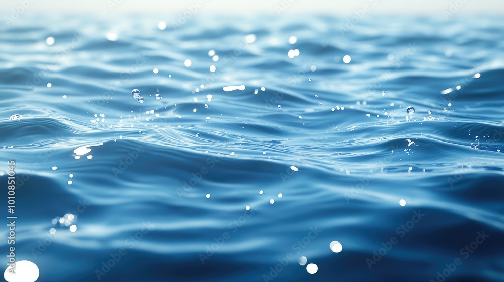 Clear blue water surface with tiny ripples, soft blurred texture, and light reflection patterns. Bubbles and splashes create gentle disturbances on the calm water. Clear blue water surface with tiny ripples, soft blurred texture, and light reflection patterns. Bubbles and splashes create gentle disturbances on the calm water.