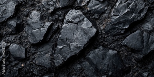 A close up of a rock wall with a black background. The wall is made of large rocks and has a rough texture