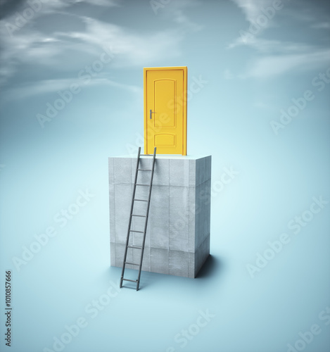 Ladder leading to a closed ...