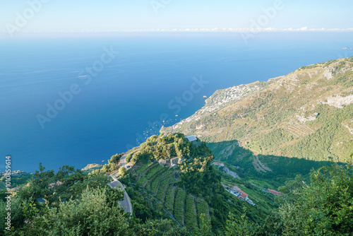 View of Praiano Overlooking the Tyrrhenian Sea, Amalfi Coast, Italy photo