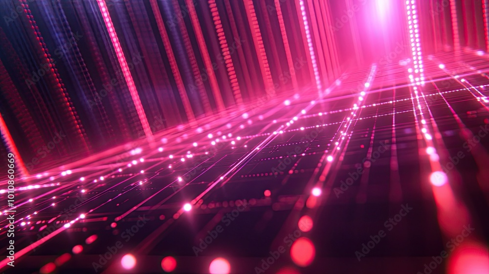 High-tech digital background featuring a 3D rendering of glowing grids and light trails, perfect for tech themes. High-tech digital background featuring a 3D rendering of glowing grids and light trails, perfect for tech themes.