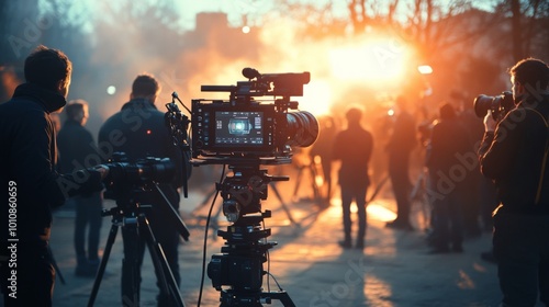 Film Crew at Sunset