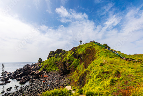 фотографія Seopjikoji Beach near Seogwipo-si, Jeju-do, Korea - May 29, 2019: Seopji means a place where many men with good talents are born, and Koji is a Jeju dialect meaning Cape