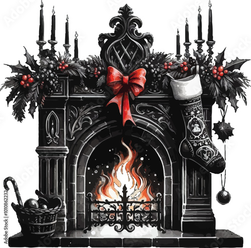 Gothic Christmas Sublimation Clipart