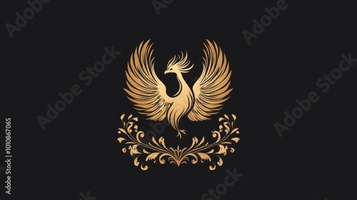A logo design concept featuring a phoenix, a mythical bird often associated with luxury and rebirth.
