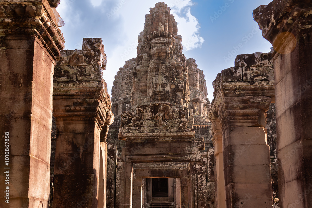 Bayon temple, ancient temple ruins in Cambodia Bayon temple, ancient temple ruins in Cambodia