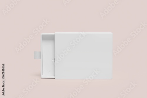 white little cardboard sliding box  in grey background
