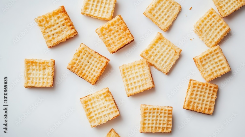 A picture of crispy cheese wafers against a plain white background. A picture of crispy cheese wafers against a plain white background.