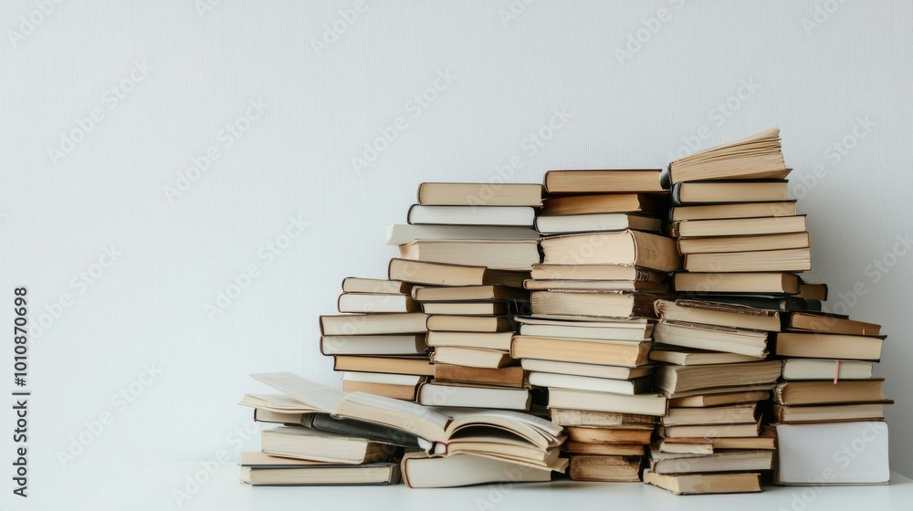 A pile of books sits on a white table against a white wall. Finding the right information from many sources is important for learning and work. A pile of books sits on a white table against a white wall. Finding the right information from many sources is important for learning and work.