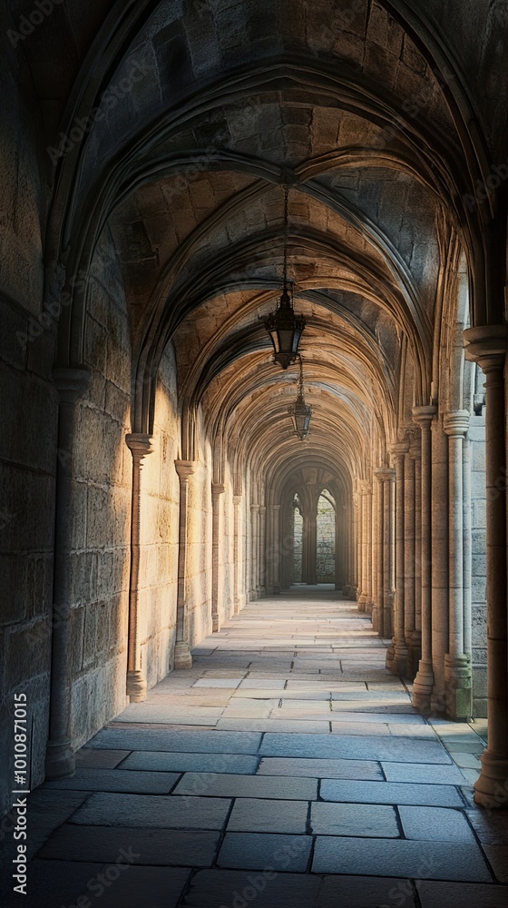 Stone Archway Hallway: Medieval Architecture Photography Stone Archway Hallway: Medieval Architecture Photography